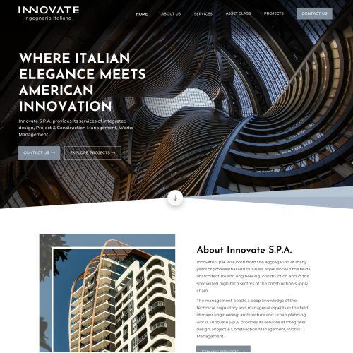 Website design for Italian's Architecture company's USA branch