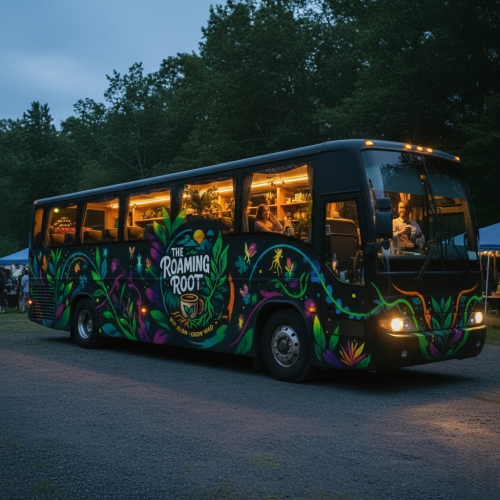 Design a logo and vehicle wrap for a 45ft coffe and plant bus