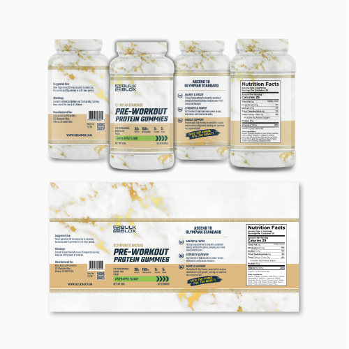 PACKAGING and logo design for a preworkout protein product. NEED AN EDITABLE ADOBE SUITE FILE.