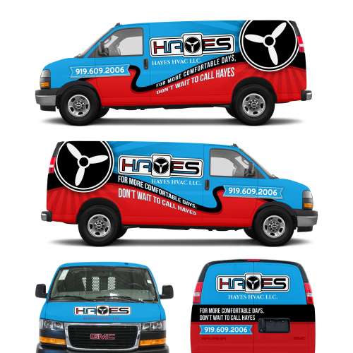 Modern van wrap design incorporating existing logo