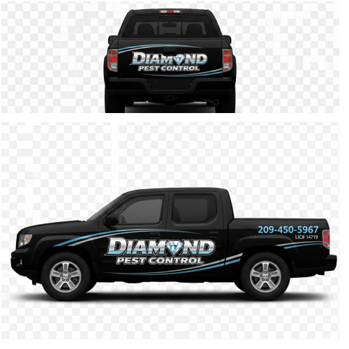 Truck Wrap & Logo Wordmark Design for Diamond Pest Control
