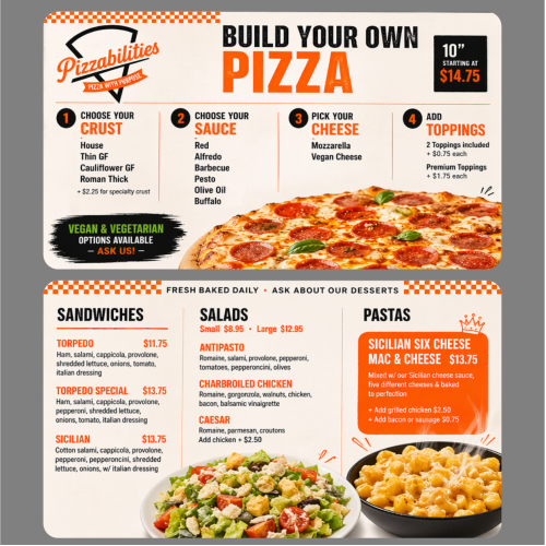 redesign current restaurant menu