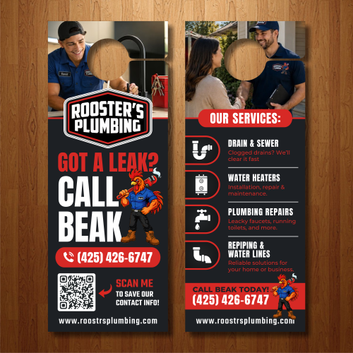 Rooster&rsquo;s Plumbing Double-Sided Door Hanger Design